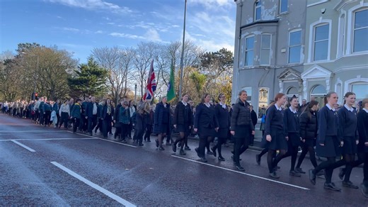 Remembrance Day parade leaving ward park, Bangor, following the service of Remembrance. Led by the Somme Memorial Flute Band. | Councillor Jennifer Gilmour