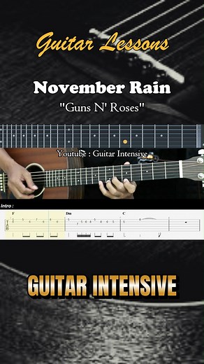 29K views · 277 reactions | November Rain - Guns N' Roses - Easy Guitar Tutorials #novemberrain #gunsnroses #guitarintensive #martinguitar #acousticguitar #acousticcover #acoustic #tutorialgitarmudah #tutorialgitar #easychords | Guitar Intensive | Facebook