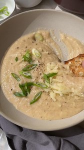 creamy & cheesy roasted garlic cheddar cauliflower soup 🧄 ambitiouskitchen.com/roasted-cauliflower-soup | Ambitious Kitchen