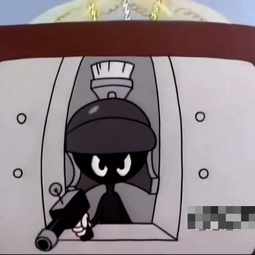Daffy Duck spying on Marvin the Martian