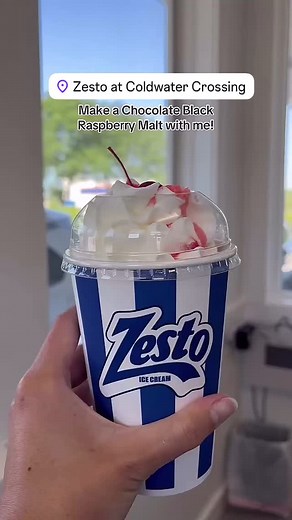 🍫🖤 Meet the Chocolate Black Raspberry Malt — a bold blend of chocolate ice cream, black raspberry topping, and rich malt powder, whipped into a thick, dreamy shake and topped with whipped cream. It’s fruity, chocolatey, malty magic in a cup. 🎯 #ChocolateBlackRaspberryMalt #ShakeThingsUp #MaltMadness #Zesto #ZestoColdwaterCrossing #FortWayne #Summer | Zesto at Coldwater Crossing