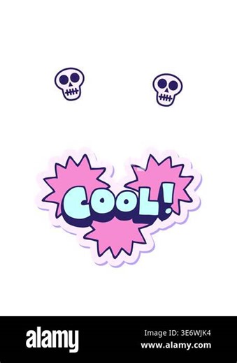 spinning skulls animation of sticker of a cool cartoon symbol Stock Video Footage - Alamy