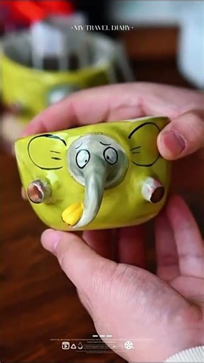 3D Hand-Painted Elephant Ceramic Mug #coffee #ceramic #ceramiccup #latteart #elephant #elephantlove