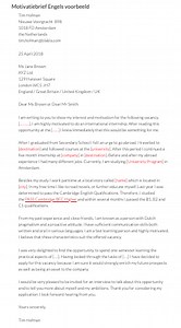 Voorbeeld Motivatiebrief Engels (2025) | Formele Sollicitatiebrief schrijven