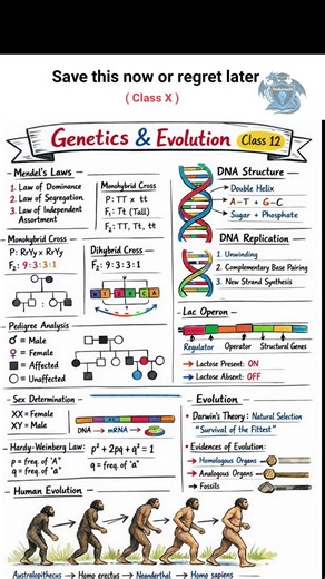 Genetics and evolution class 12 #cbse2026 #notes #science #study #theexamstips