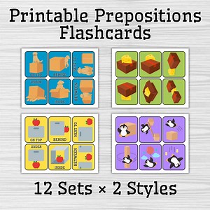 Preposition Flashcards Bundle: ESL, Preschool & Kindergarten (printable PDF Download) - Etsy