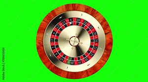 Random Roulette wheel on green screen. Roulette wheel Moving on green screen background, chroma key, Wheel of Fortune on Green screen background. 4k video, three dimensional.