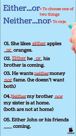 Either…Or & Neither…Nor | Easy Grammar Lesson 🎬📝 #eitheror #neithernor #english