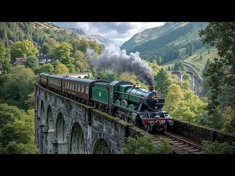 Calm Train Journey Background Music Relaxing Steam Train Scene Mountain Scenery Ride