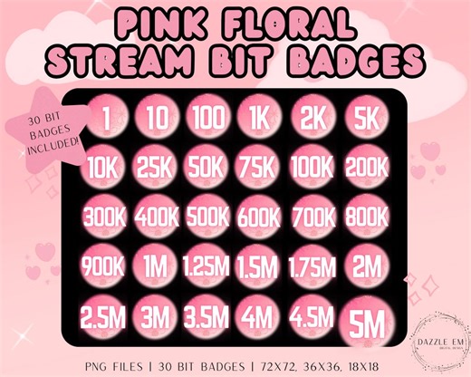 Pink Bit Badges Pack, Trending Twitch Badge, for Streamers, Digital Download - Etsy