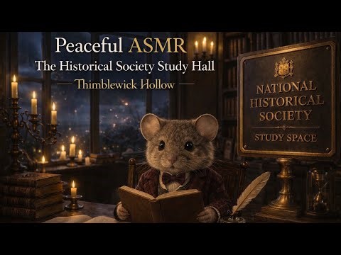 🎧 ASMR: The Historical Society Study Hall | Raindrops On Window, Crackling Fire | Spring Ambience