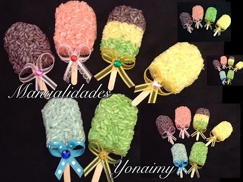 PALETAS DE ARROZ PARA RECUERDOS DE FIESTAS O BABY SHOWER PARA LA NEVERA .