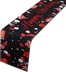 Happy Birthday Table Runners Birthday Party Supplies Table Runners Happy Birthday Table Decorations Celebrate Table Cloth Party Table Decor for Women Men Dining Party Decor, 12 x 72 Inches