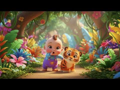 🎵 The Hungry Tiger Song | kids nursery rhymes | Baby Song, Jungle Adventure Cartoon 🐯🌴