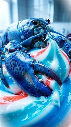 Blue Lobster vs Toothpaste Swirl 🦞 | Minty Slime ASMR #Shorts