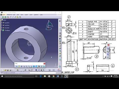 Universal coupling CATIA V5 Tutorial - Parallel Key, Pin & Collar (Part4,5&6)