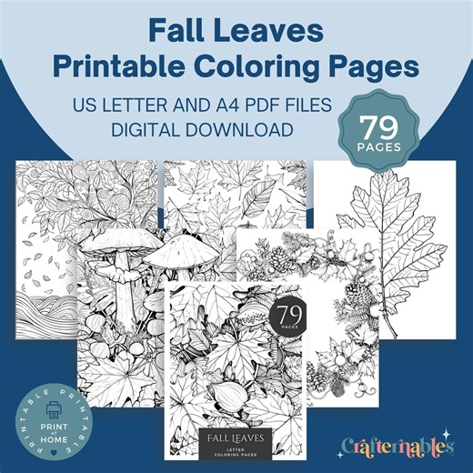 Fall Leaves Coloring Pages | 79 Printable Designs (PDF Download) - Etsy