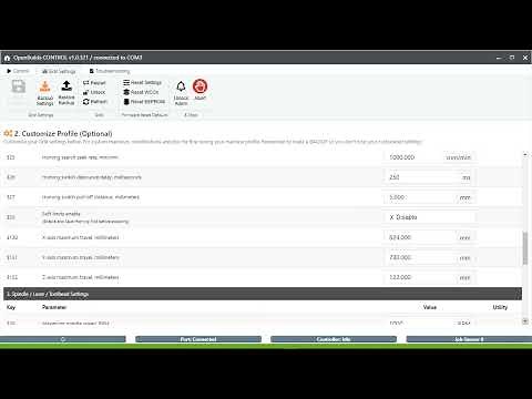 GRBL Setting in Openbuilds control for workbee
