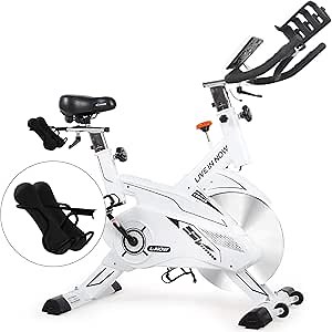 Indoor Cycling Bike Stationary Bike Exercise Bike Belt Driven Smooth Quiet with Dumbbell Rack