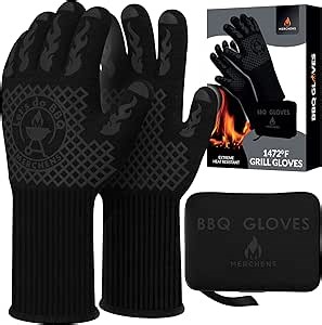 BBQ Grill & Oven Gloves 1472°F Heat Resistant – Fireproof, Non-Slip Silicone Mitts for Grilling, Smoking & Baking – Extra-Long Protection – Includes Storage Case & Luxury Gift Box | Pro Series