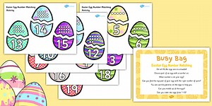 Easter Egg Number Matching Busy Bag Prompt Card and Resource Pack