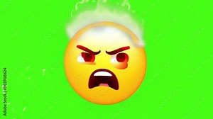 Angry Emoji Green Screen Chroma Key. Angry reaction green screen. Social media,texting animation