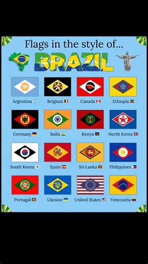 World Flags in the Style of Brazil 🇧🇷 | Creative Flag Designs