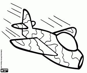 Camouflage military airplane coloring page printable game