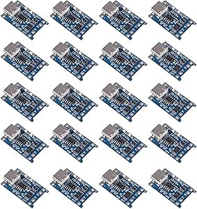 20 Pieces of TP4056 Type-C Input Interface USB 5V 1A Compatible with 18650 Lithium Battery Charger Module Charging Boards with Dual Protection Functions.