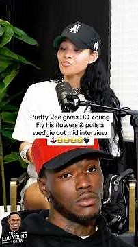 Pretty Vee gives DC Young Fly his flowers & pulls a wedgie out mid interview💃🏾😂😂😂 #shorts