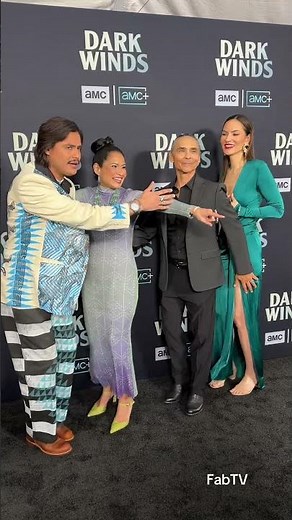 The cast of AMC series, Dark Winds poses for the photographers on the black carpet!