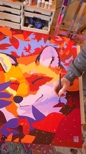 Paint over this painting with me! #painting #emergingartist #paintingstyles #paintwithme #redfox
