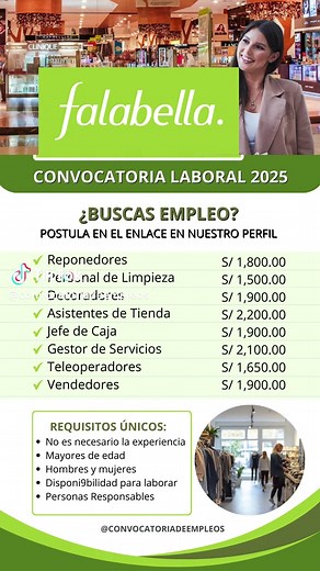 Saga Falabella Abre Convocatoria Laboral en Perú