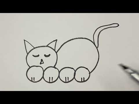 How to Draw a Cute Cat from Circles 🐱⭕ | Easy for Kids