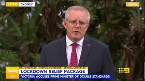 14K views · 97 reactions | A multi-billion dollar rescue package was announced yesterday to help Sydney survive lockdown. Hours later, Scott Morrison was accused by the Victorian government of making Victoria "beg" for "every scrap of support." He joined us to discuss these harsh claims. #9Today | TODAY | Facebook