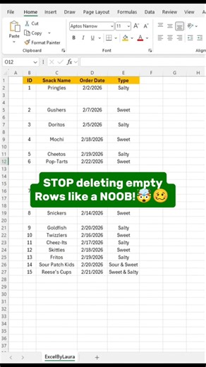 Remove empty rows in excel! #excel #exceltips #exceltricks #spreadsheets