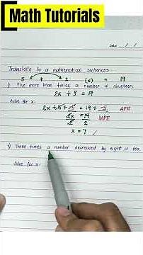 Translating sentences to mathematical equations #mathteachergon #maths