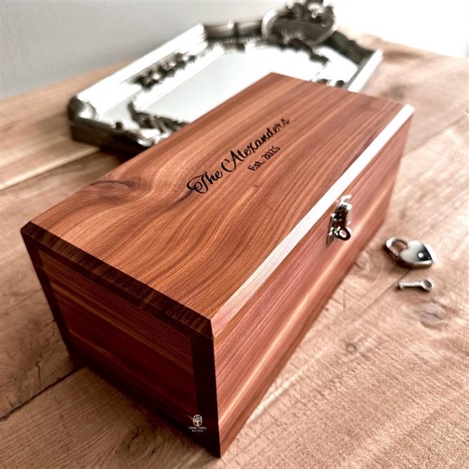 Cedar Box With Lock, Keepsake Box, Cedar Chest, Stash Box, Wedding Gift, Personalized, Wood Box, Cedar Urn, Baptism, Confirmation, 8" or 10" - Etsy