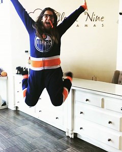 1.7K views · 31 reactions | The Oilers Onesies are back in-stock bum flap and all  cheer on the Oilers in style this season  •available at all locations •$119.99 • onesie but open footed | Cloud Nine Pajamas | Facebook