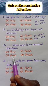 Quiz on Demonstrative Adjectives #educational #English #students #quiz #adjectives | Table of Knowledge TV