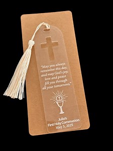 Personalized Engraved Acrylic Bookmark | Religious Bookmarks | First Communion | Baptism Gift | Reconciliation | Confirmation Gift - Etsy