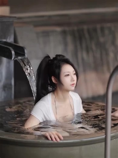 온천에서 섹시한 몸매 뽐내기