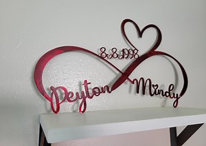 Personalized Metal Infinity Symbol 15th 40th Red Ruby Wedding Anniversary, Handcrafted Wall Art, Name, Date, Heart Husband Wife Home Decor - Etsy