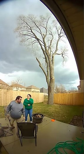 Lightning Bolt Hits Backyard Tree During Storm 🌩️ #lightning #dramatic