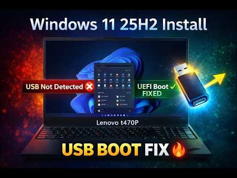 Lenovo T470p USB Boot FIX UEFI 🔥 Install Windows 11 25H2 | Step by Step 2026