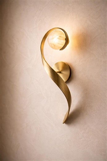 Alabaster Sconce Brass Wall Light: Organic Modern Sculptural Dimmable Fixture - Etsy
