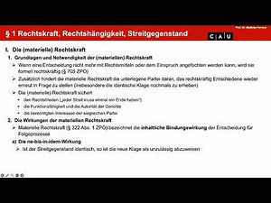 Vertiefung ZPO I – Folge 01 (Rechtskraft; Streitgegenstand, objektive Grenzen)