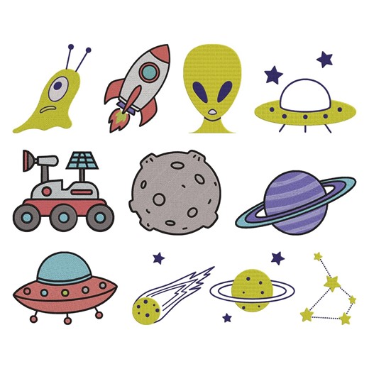 Space Alien Rocket Embroidery Design, Alien Rocket Planet Machine Embroidery File, 11 Design, 9 Size, Instant Download - Etsy