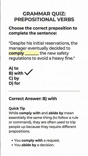 Mastering Prepositions: “Comply With” vs “Abide By” (Quick Grammar Tip) #mdcat #englishgrammar