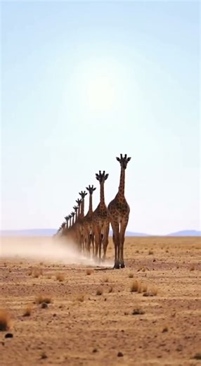 😲 Wow! Giraffe Migration - Unexpectedly Precise Formation! 🤯 경이! 기린 무리의 놀랍도록 정렬된 이동! #Giraffe